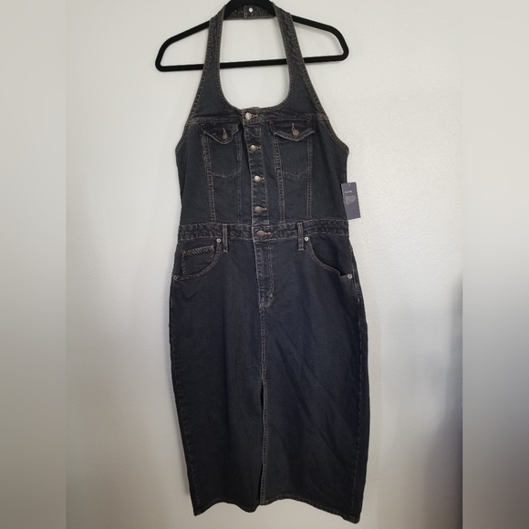 Women's Denim Midi Dress - Universal Thread Black Wash - Picture 3 of 4